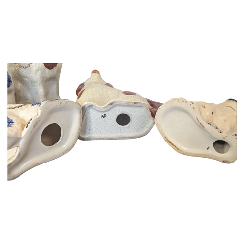 93 - Collection of six 20th century vintage ceramic Staffordshire dogs. Comprising of three pairs, includ... 