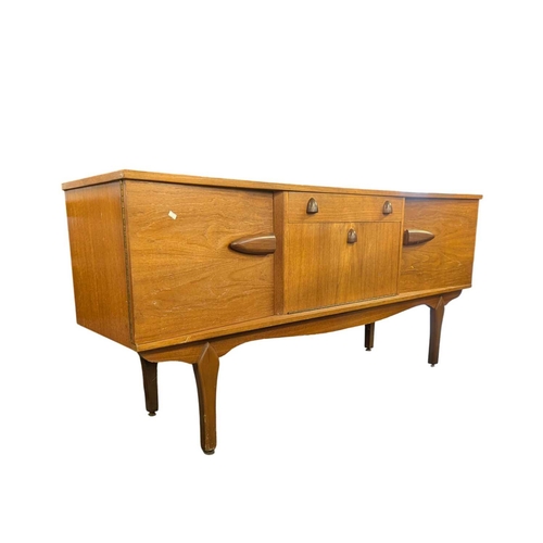 612 - Jentique Furniture - Mid century teak wood sideboard credenza. The small proportion body with end cu... 