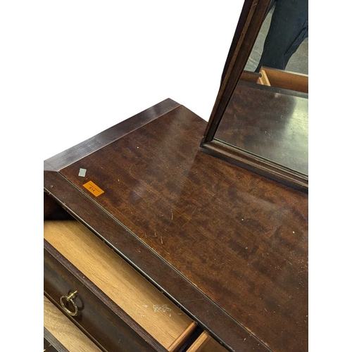 614 - Stag Furniture - Minstrel Range - vintage 20th century mahogany dressing table. Having knee hole cen... 