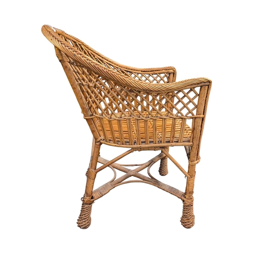 617 - Italian Modern Design 0 Two vintage 20th century rattan / wicker cane hoop back conservatory oranger... 