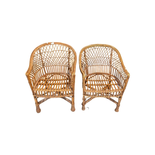 617 - Italian Modern Design 0 Two vintage 20th century rattan / wicker cane hoop back conservatory oranger... 