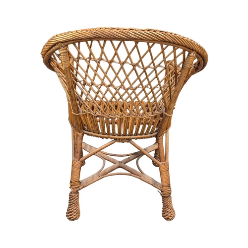 617 - Italian Modern Design 0 Two vintage 20th century rattan / wicker cane hoop back conservatory oranger... 