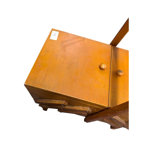 628 - British Modern Design - A mid 20th century stained teak metamorphic / cantilever sewing box / chest.... 