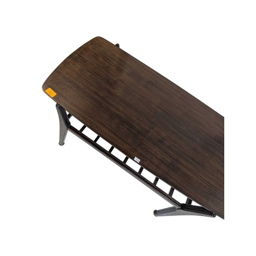 630 - British Modern Design - Mid century teak wood coffee occasional table raised on shaped legs with mag... 