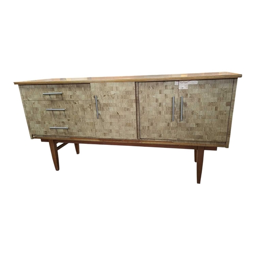 633 - Beautility Furniture - A vintage 20th century Formica sideboard credenza. Chequered formica design t... 