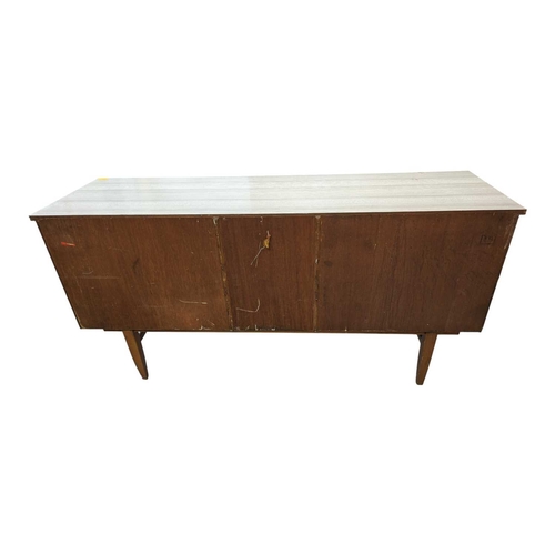 633 - Beautility Furniture - A vintage 20th century Formica sideboard credenza. Chequered formica design t... 