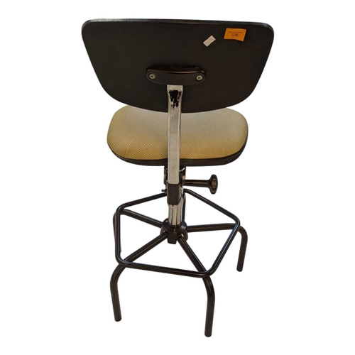 636 - A Dauphin industrial / machinist's swivel chair with moulded plastic seat and back rest with upholst... 