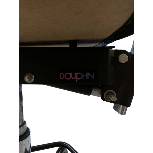 636 - A Dauphin industrial / machinist's swivel chair with moulded plastic seat and back rest with upholst... 