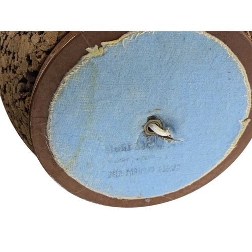 642 - A vintage mid 20th century Scandinavian circa 1970s cork table lamp. Having teak top and base with c... 