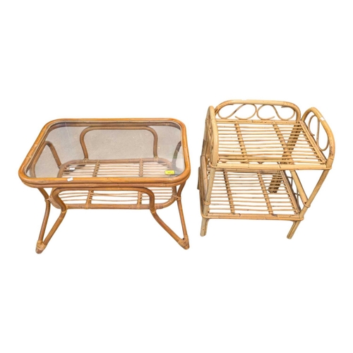 647 - British Modern Design - Two vintage 20th century bamboo pieces. Inlcuding coffee occasional table an... 