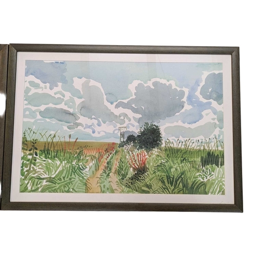 654 - After David Hockney - Three contemporary David Hockney prints to include the 'A Gap in the Hedgerow'... 