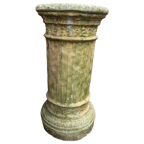 984 - A pair of early 20th century outdoor garden stone Corinthian plant stand plinths. Cicrucar form with... 