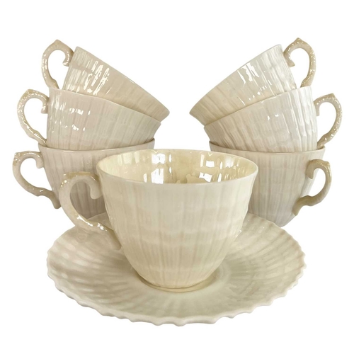 135 - A 20th century Irish Belleek lustre porcelain part tea service in the twisted shell shape. The servi... 