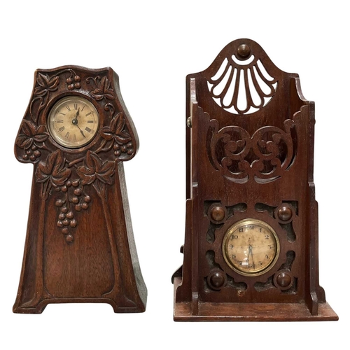137 - An early 20th century mahogany cased Arts and Crafts mantel clock in the Manner of Archibald Knox. C... 
