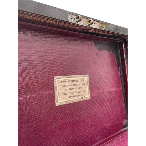 160 - Thomas Woolfield of Liverpool - a 19th century William IV rosewood vanity/dressing travel case. The ... 