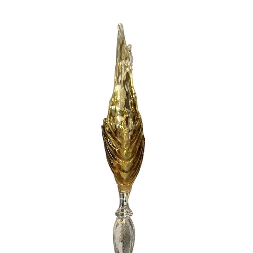 161 - A 19th century Italian Venetian hand-blown glass chalice glass. The gold glass depicts a decorative ... 