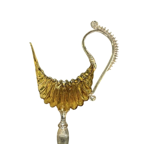 161 - A 19th century Italian Venetian hand-blown glass chalice glass. The gold glass depicts a decorative ... 