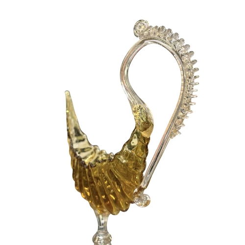 161 - A 19th century Italian Venetian hand-blown glass chalice glass. The gold glass depicts a decorative ... 