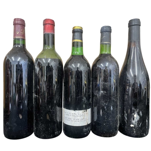 180 - Five assorted bottles of Italian and French red wine. To include an Allegrini Recioto della Valpolic... 