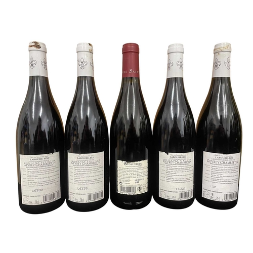 182 - An assortment of five French vintage red wine bottles from the regions of Gevrey-Chambertin and Gigo... 