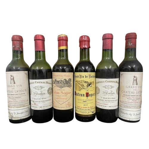 183 - A collection of six French vintage red wine half bottles from the regions of Pauillac, St. Emilion, ... 