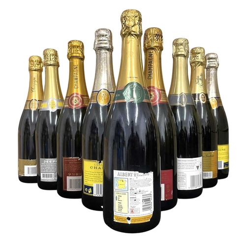198 - An assortment of nine vintage French Champagne bottles. The lot to include two vintage 2003 Champagn... 