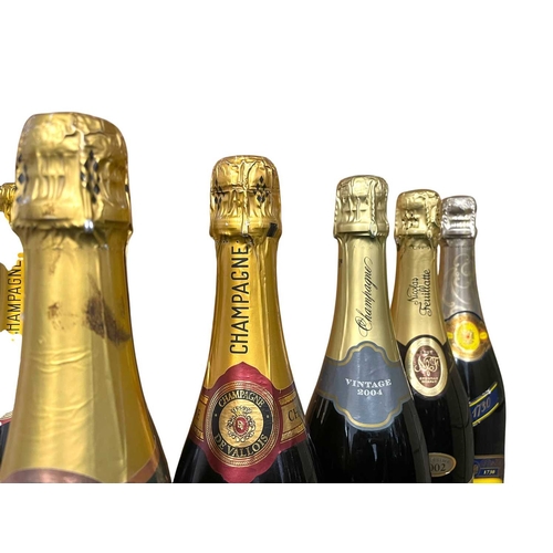 198 - An assortment of nine vintage French Champagne bottles. The lot to include two vintage 2003 Champagn... 