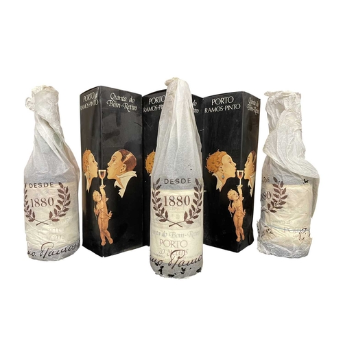 205 - Three bottles of Quinta do Bom-Retiro 20 years port. Each wrapped in paper and in original boxes.... 