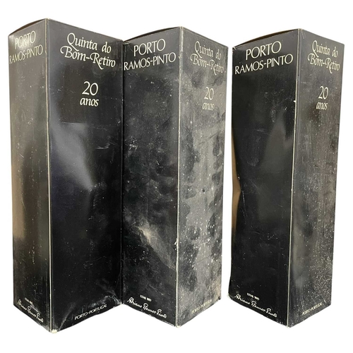 205 - Three bottles of Quinta do Bom-Retiro 20 years port. Each wrapped in paper and in original boxes.... 