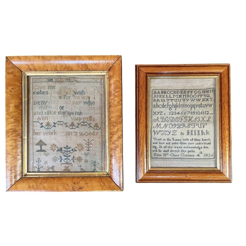 382 - Two early 19th century 1817 and 1826 hand-sewn needlepoint samplers. The lot to include a 1817 sampl... 
