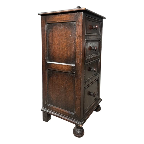 545 - A 19th century carved oak wood pedestal chest of drawers. The chest having an upright body with a ba... 