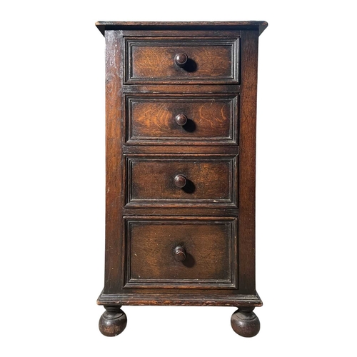 545 - A 19th century carved oak wood pedestal chest of drawers. The chest having an upright body with a ba... 