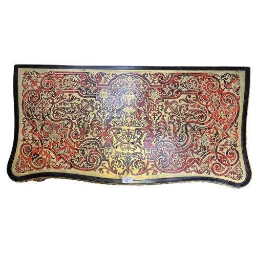 626 - A French 19th century boulle work serpentine fold out card/games table. The table having an intricat... 
