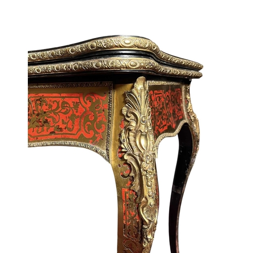 626 - A French 19th century boulle work serpentine fold out card/games table. The table having an intricat... 