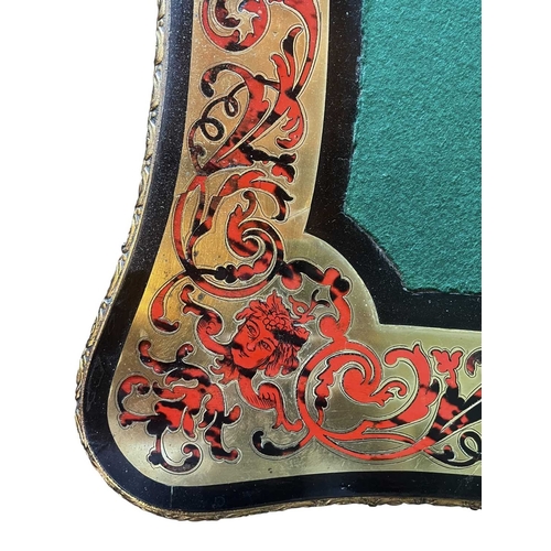 626 - A French 19th century boulle work serpentine fold out card/games table. The table having an intricat... 