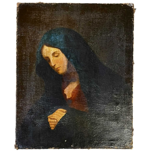629 - Italian 18th Century School - an oil on canvas religious portrait painting of the Praying Virgin Mar... 