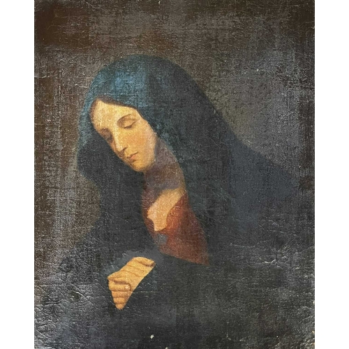 629 - Italian 18th Century School - an oil on canvas religious portrait painting of the Praying Virgin Mar... 