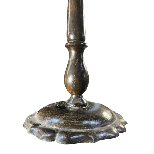 633 - A Victorian 19th century papier-mache and abalone inlaid titl top side table. The table having a rai... 