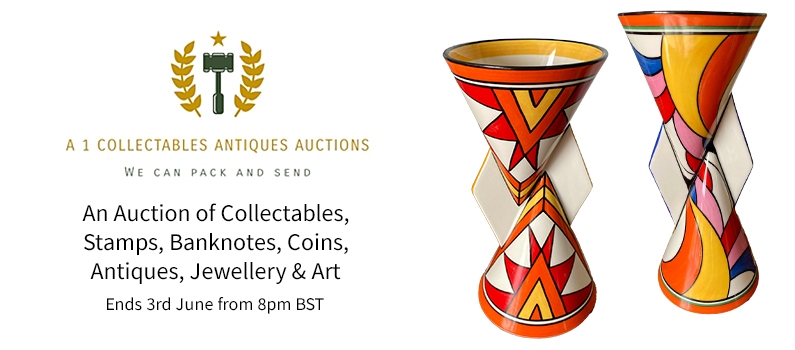 Web Banner for A1 Collectables Sale of Stamps, Banknotes, Coins, Antiques, Jewellery and Art