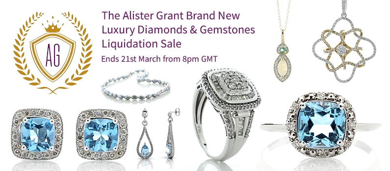 Web Banner for Alister Grant Brand New Luxury Diamonds & Gemstones Liquidation Sale