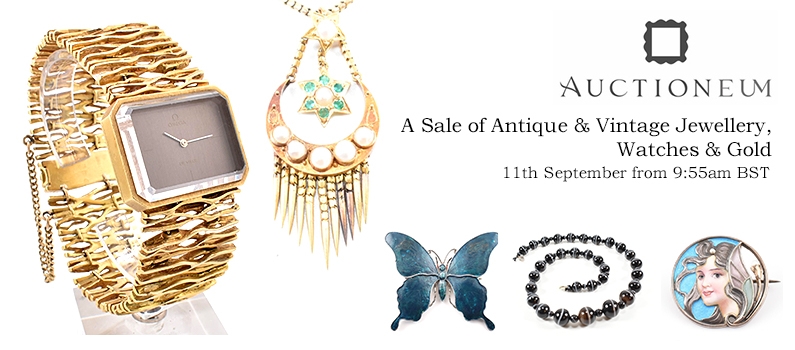 Web banner for Auctioneum Sale of Vintage Jewellery Watches & Gold Sale