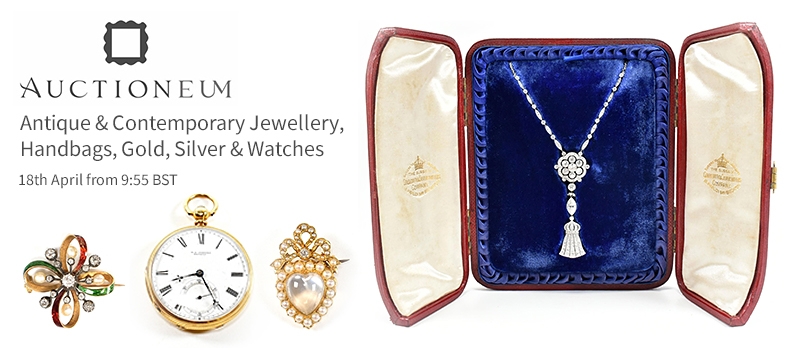 Web Banner for Auctioneum Antique & Contemporary Jewellery, Handbags, Gold, Silver & Watches Sale