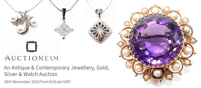 Web Banner for Auctioneum Sale of Antique Jewellery Gold & Watches