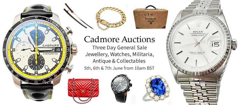 Banner for Cadmore Auctions Jewellery Watches Militaria Antique and Collectables Auction