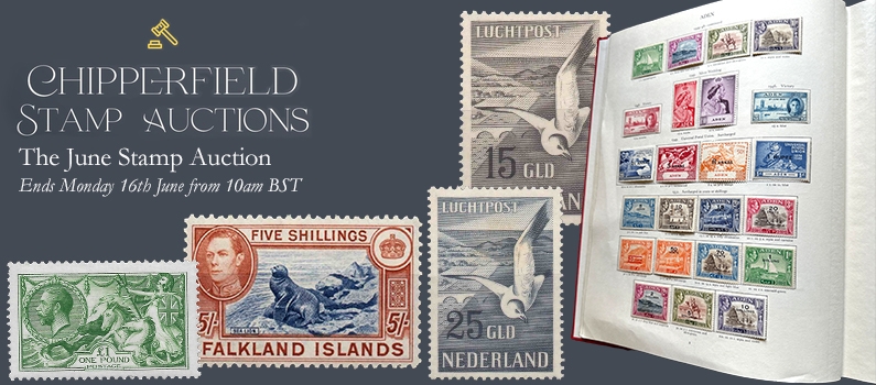 Web Banner for Chipperfield Stamp Auctions June Sale