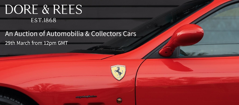 Web Banner for Dore & Rees Auction of Automobilia and Collectors Cars