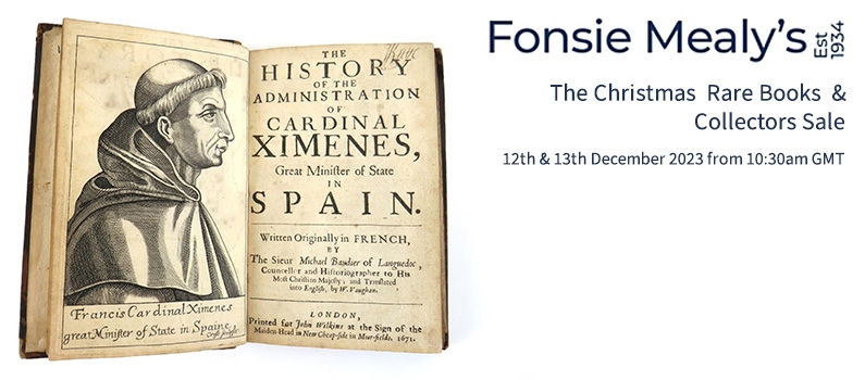 Web Banner for Fonsie Mealey Christmas Rare Books sale