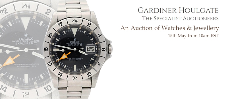 Web banner for Gardiner Houlgate Jewellery and Watches Auction