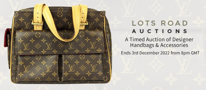Web Banner for Lots Road Timed Auction of Designer Handbags and Accessories