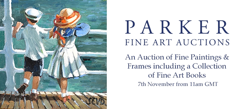 Web Banner for Parker Fine Art Auctioneers Sale of Fine Paintings, Frames and Fine Art Books